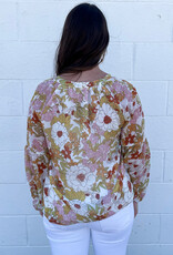 Heather Floral V Neck Blouse - Yellow