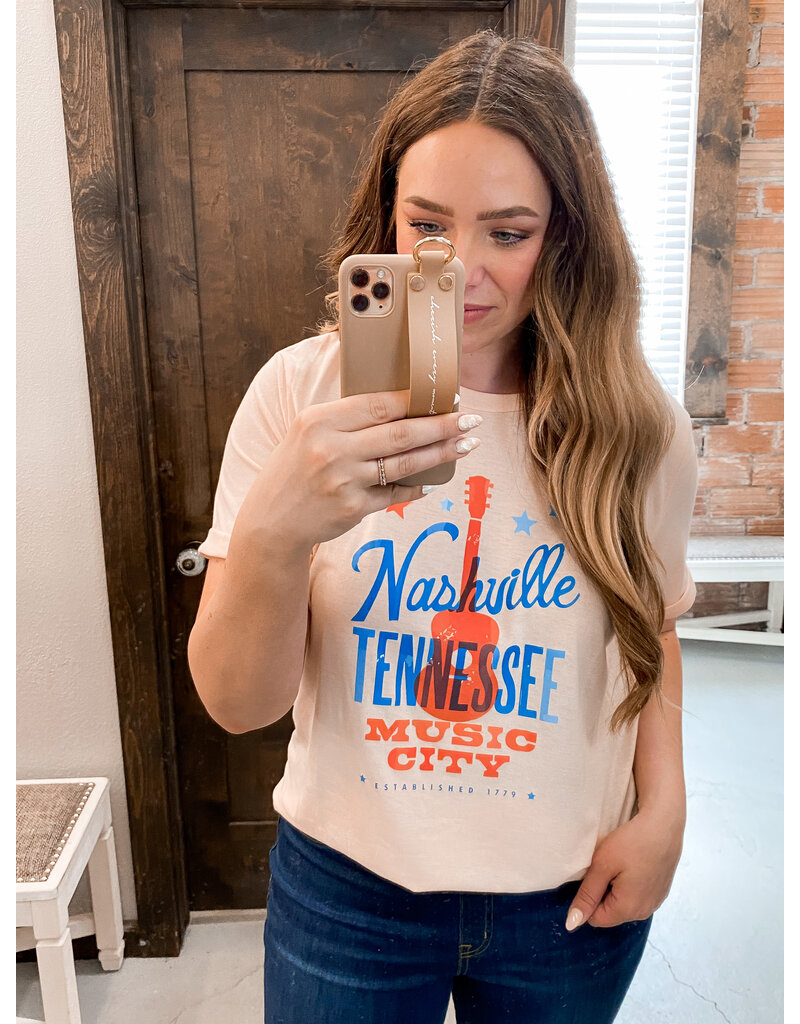 Nashville Tennessee Guitar Graphic Print Top