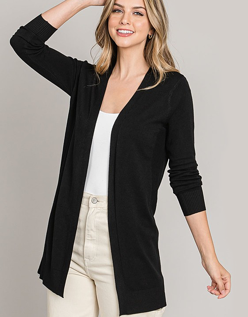 Open Front Duster Sweater - Black