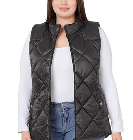 Sleeveless Quilted Vest - Black
