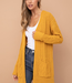 Cable Knit Open Cardigan - Mustard