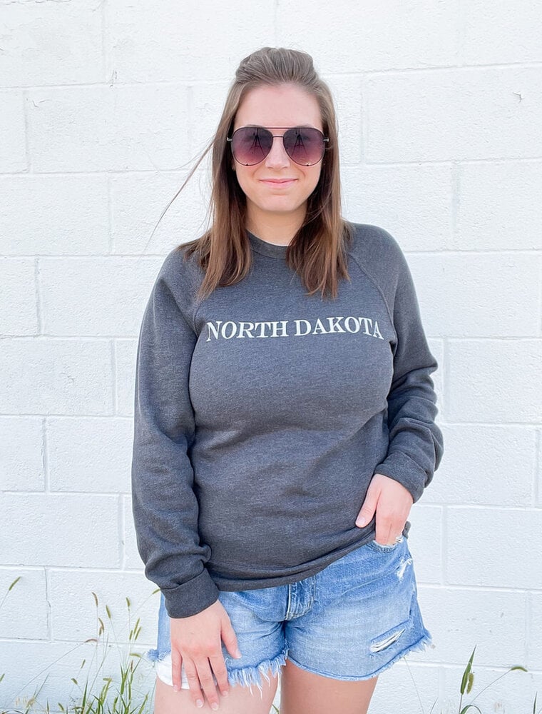 Fleece North Dakota Sweater - Heather Charcoal/White