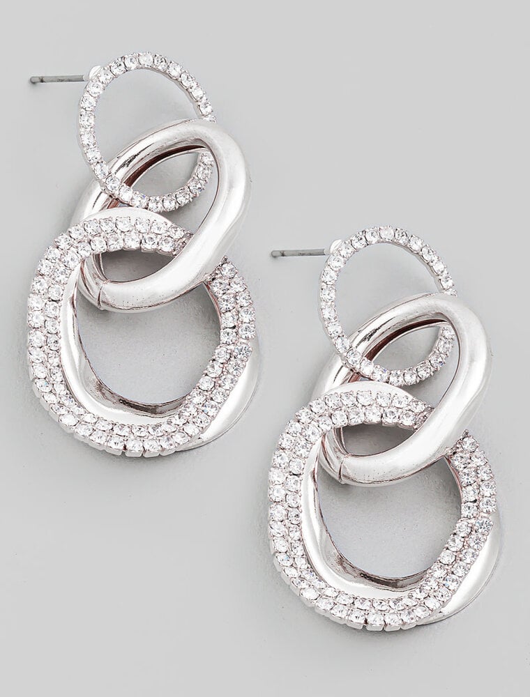 Pave Chain Link Drop Earrings