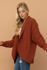 Cocoon Body Chunky Cable Knit Open Cardigan