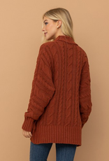 Cocoon Body Chunky Cable Knit Open Cardigan