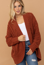 Cocoon Body Chunky Cable Knit Open Cardigan