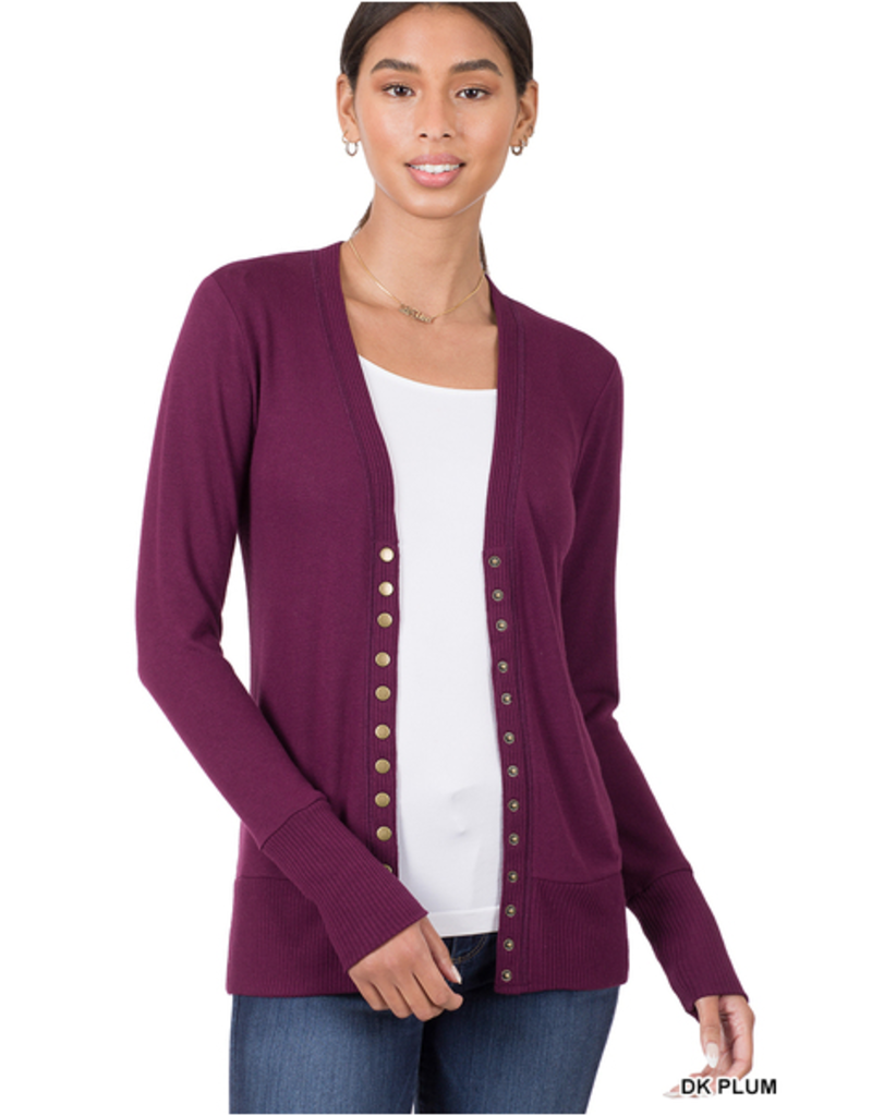 Snap Cardigan Full Sleeve - Dark Plum