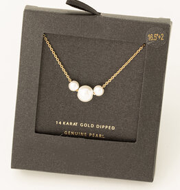 Gold Dipped Chain Genuine Pearl Charm Necklace