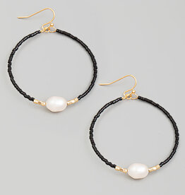 Beaded Pearl Circle Cutout Earrings