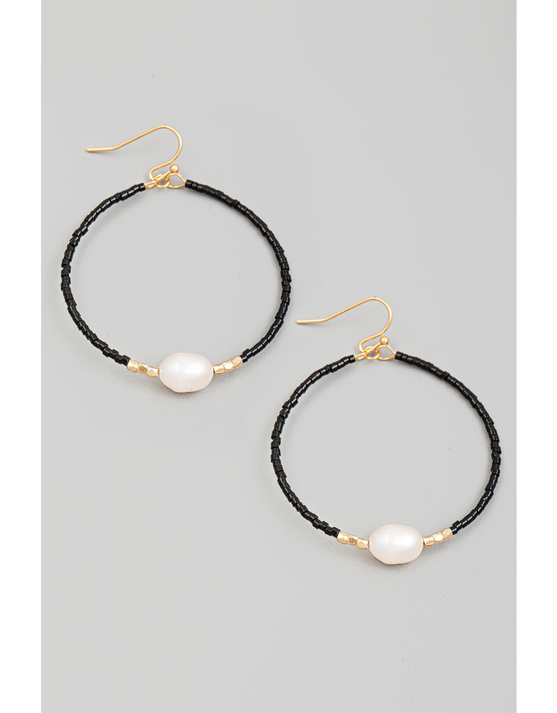 Beaded Pearl Circle Cutout Earrings
