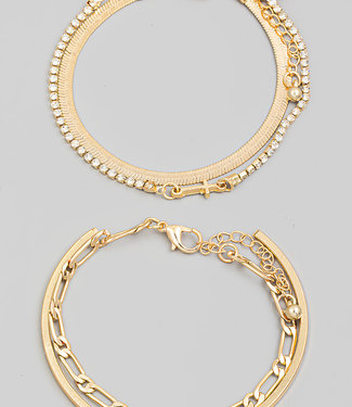 Assorted Snake Chain Link Bracelet Set