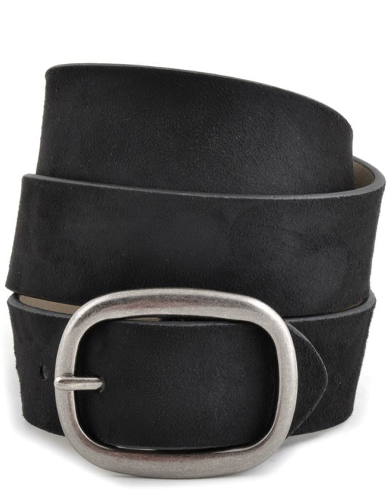 Antique Buckle Suede Belt - Black
