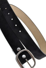 Antique Buckle Suede Belt - Black