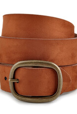 Antique Buckle Suede Belt - Tan