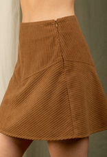 Corduroy Flare Solid Mini Skirt - Mocha