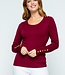 Button Shoulder & Sleeve Sweater - Burgundy
