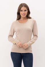 Button Shoulder & Sleeve Sweater - Khaki