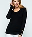 Button Shoulder & Sleeve Sweater - Black