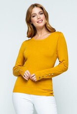 Button Shoulder & Sleeve Sweater - Mustard