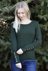Button Shoulder & Sleeve Sweater - Olive