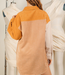 Color Block Corduroy Shirt Mini Dress - Camel