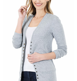 Snap Cardigan Full Sleeve - Heather Grey