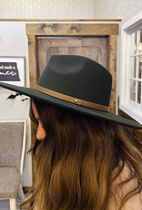 Leather Trim Solid Fedora Hat