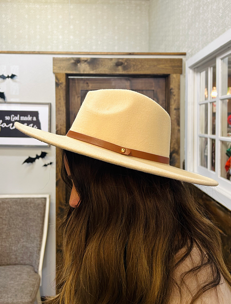Leather Trim Solid Fedora Hat