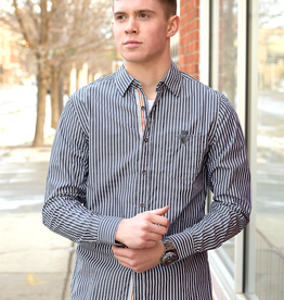 Grey Striped Button Up