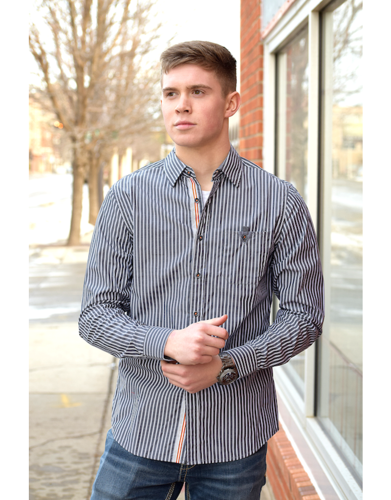 Grey Striped Button Up