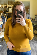 Button Shoulder & Sleeve Sweater - Mustard