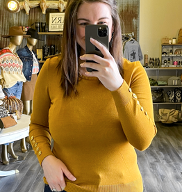 Button Shoulder & Sleeve Sweater - Mustard