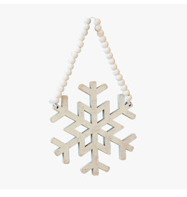 Distressed Wooden Snowflake Beaded Ornament