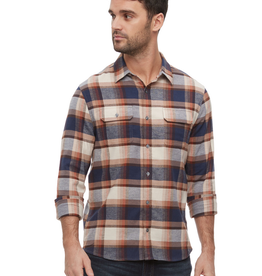 Peters LS FLannel Shirt - Navy/Brown/Rust