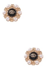 Cream Pearl Metal Double Circle Earrings