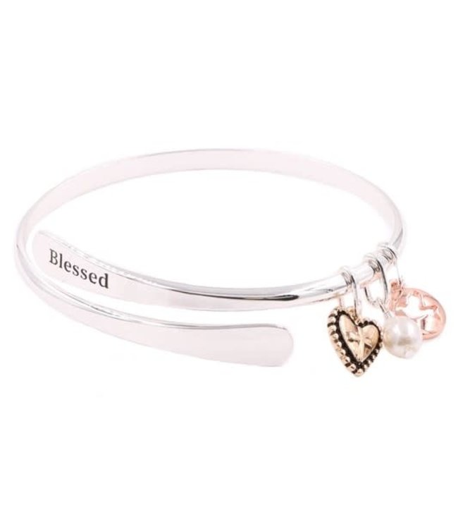 'BLESSED' Cross Bangle Bracelet
