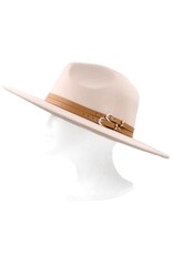 Double Faux Leather Belt Fedora Hat