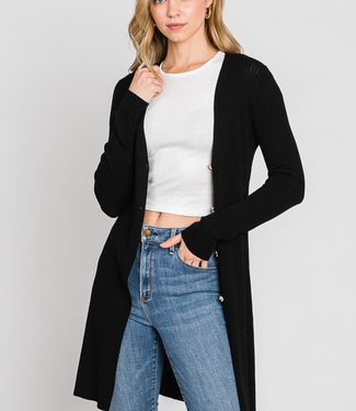 LONG RIBBED DUSTER in Black, VENUS