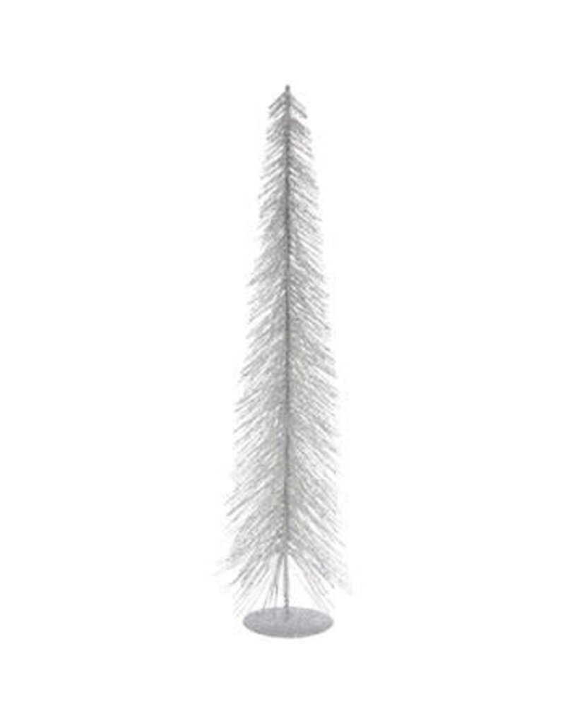Tall Glitter Bottle Brush Tree - Silver
