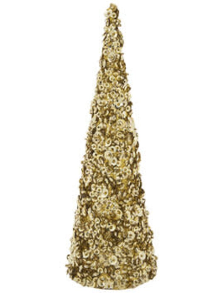 Gold Glitter & Sequin Cone Tree