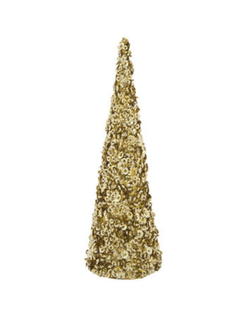 Gold Glitter & Sequin Cone Tree