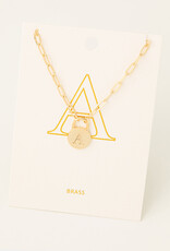 Initial Lock Pendant Necklace Gold