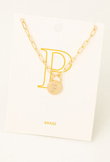 Initial Lock Pendant Necklace Gold