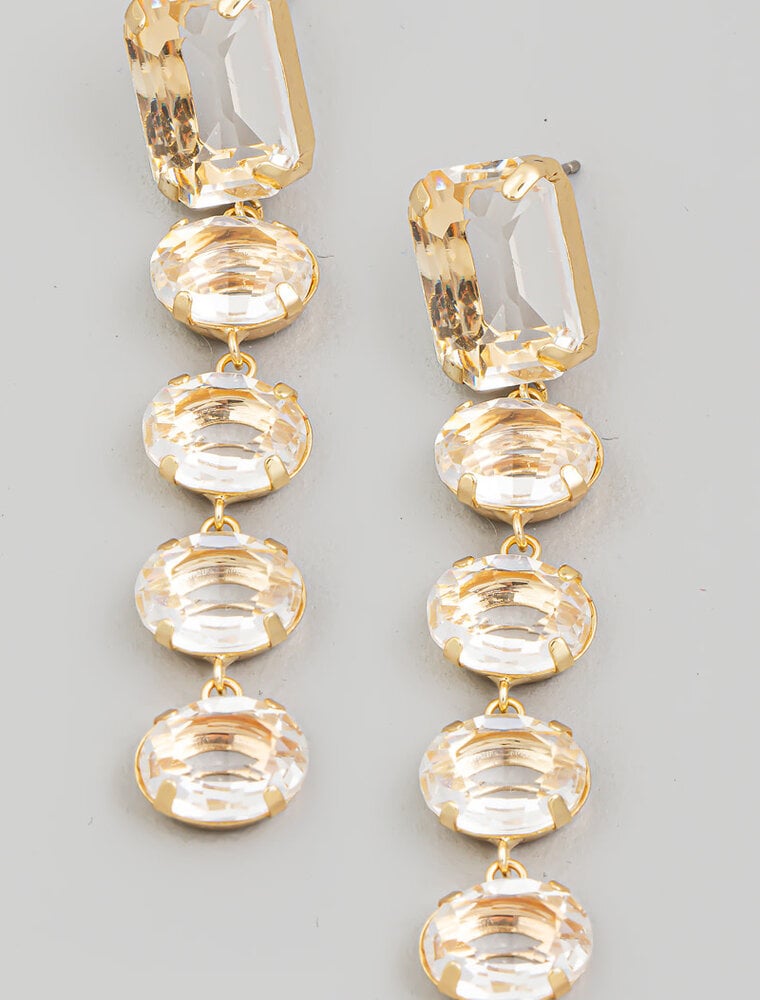 Oval Crystal Rhinestone Drop Earrings