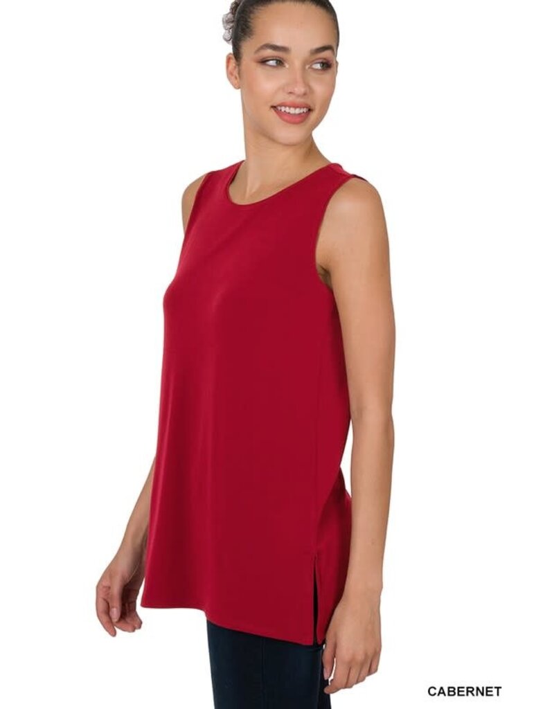 Ity Sleeveless Side Slit Top - Cabernet