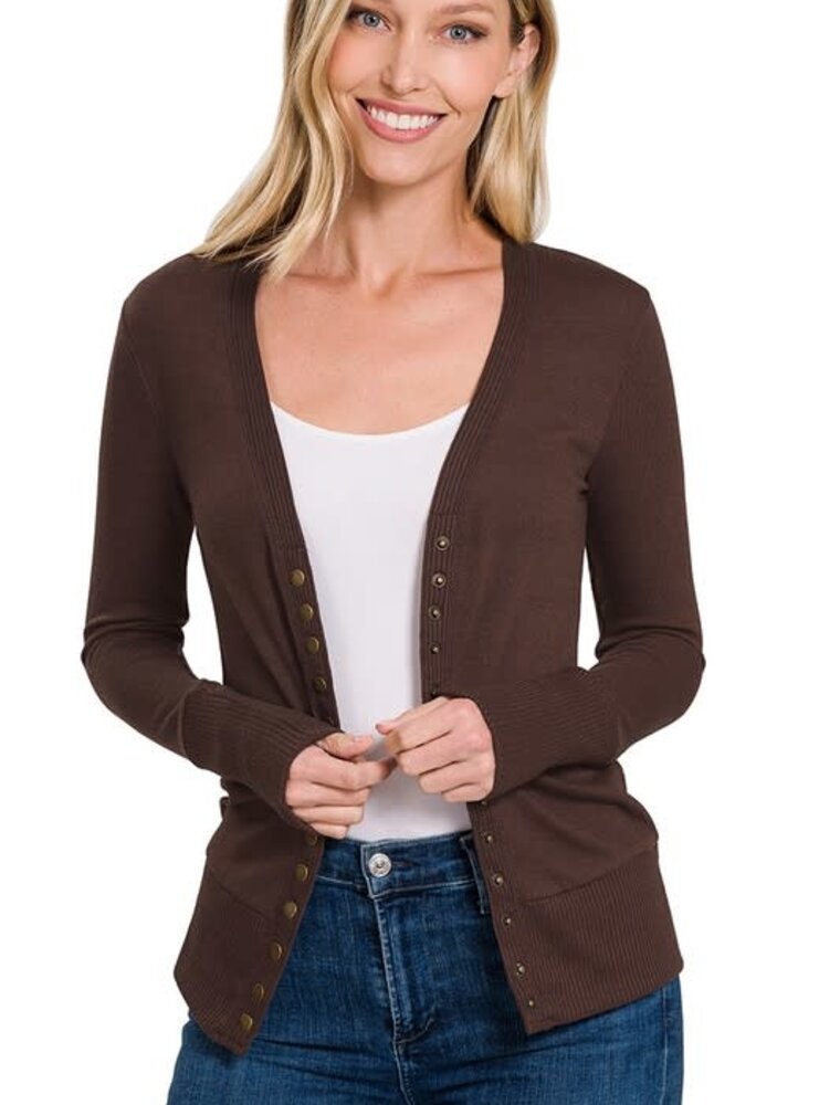 Snap Cardigan Full Sleeve - Brown