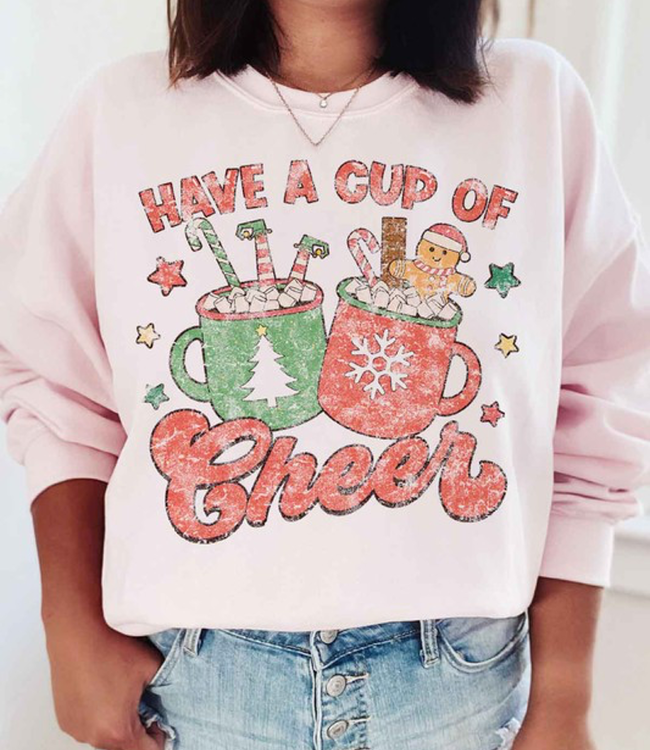 Christmas Cheer Graphic Crew - Pink