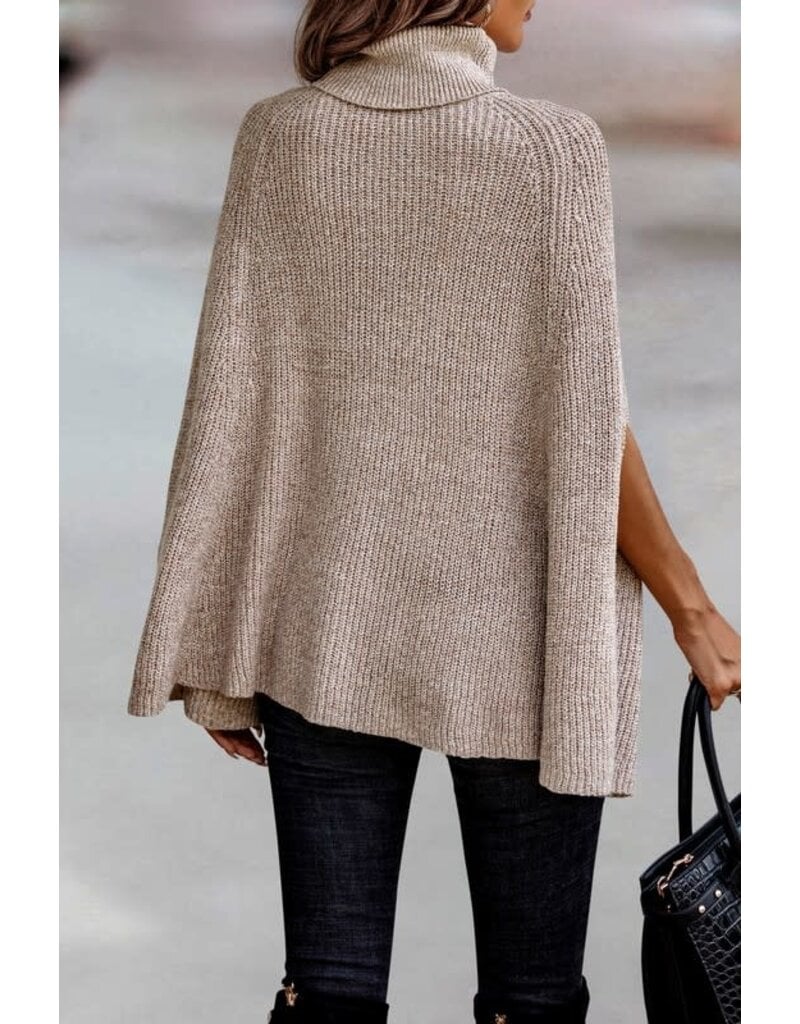 Roll Neck Knit Solid Lose Fit - Beige
