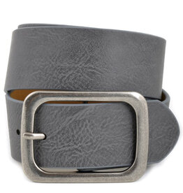 Square Buckle Leatherette Belt - Grey