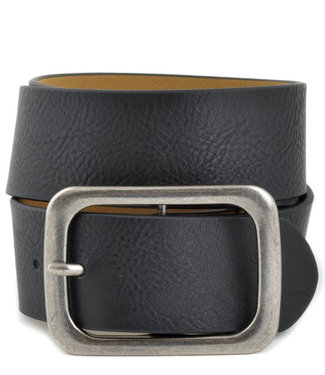 Square Buckle Leatherette Belt - Black